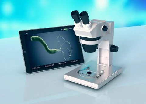 Microscope, concept of scientific research and new technologies Stock Illustration