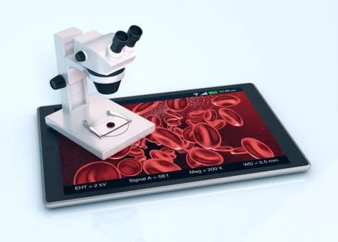 Microscope, concept of scientific research and new technologies Stock Illustration