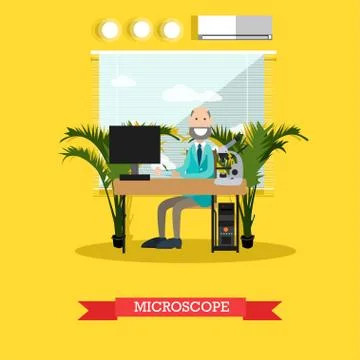 Microscope concept vector illustration in flat style Stock Illustration
