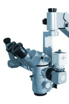 Microscope with the digital camera Foto stock