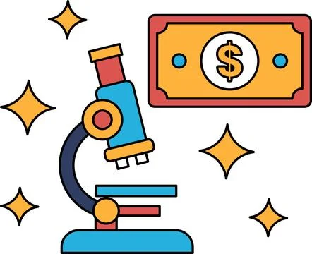 A microscope is on a dollar bill 스톡 일러스트