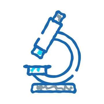Microscope doodle line art drawing science icon Stock Illustration