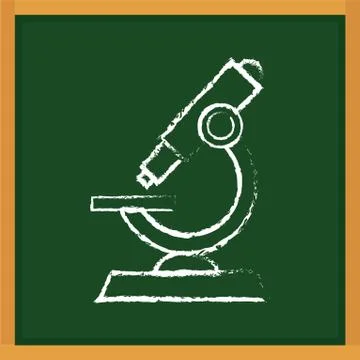 Microscope drawn on chalkboard Illustrazione stock