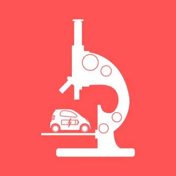 Microscope, electric car. Illustrazione stock