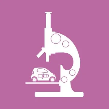 Microscope, electric car. Stock Illustration
