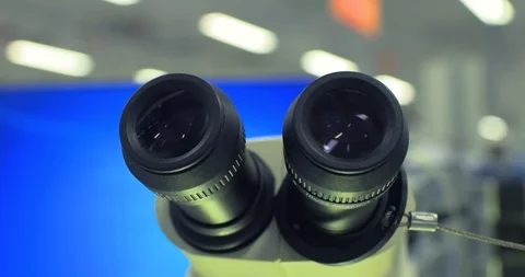 Microscope electron eye pieces science laboratory Video stock 108595723