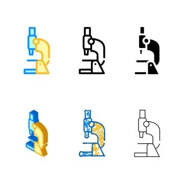 Microscope equipment color icon vector isolated series Stock Illustration