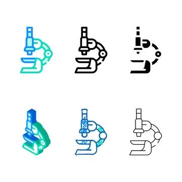 Microscope equipment color multipack icon vector sign Stock Illustration