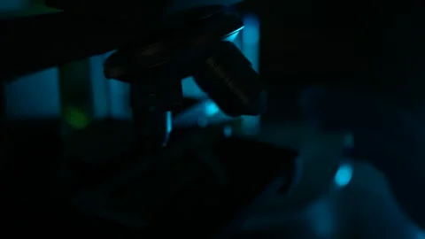 Microscope equipment to test meat product at the laboratory. Using laboratory Video stock 245225857