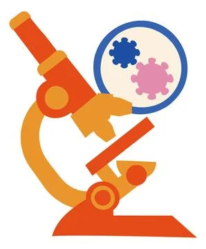 Microscope Examining Microbes Science Illustration Stock Illustration
