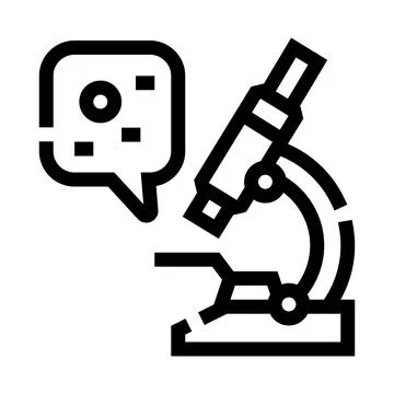 Microscope examining research with cell data icon Stock Illustration