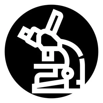 Microscope examining research discovery science exploring laboratory icon Stock Illustration