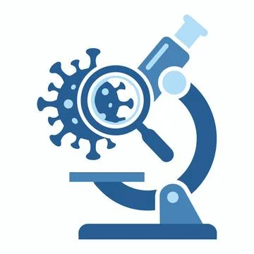Microscope examining virus particle scientific illustration with microscope Stock Illustration