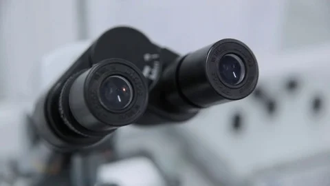 Microscope eyepieces, close-up Stock Footage 74927049