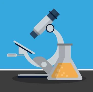 Microscope with flask lab Stockillustratie