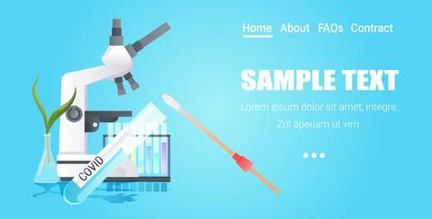 Microscope with flasks and swab covid-19 test vaccination immunization anti Stock-Illustration