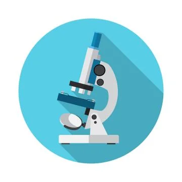 Microscope flat circle icon. 스톡 일러스트