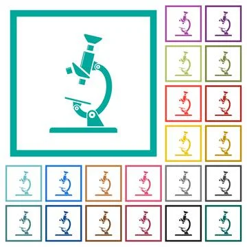 Microscope flat color icons in circle shape outlines Stock Illustration