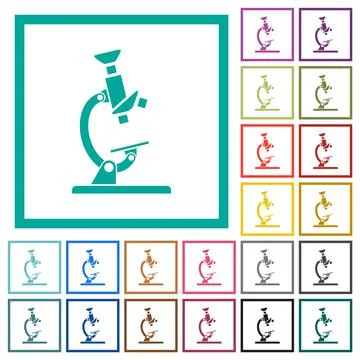 Microscope flat color icons with quadrant frames 스톡 일러스트