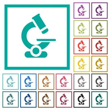 Microscope flat color icons with quadrant frames イラスト素材