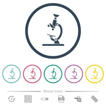 Microscope flat color icons in round outlines Stock Illustration