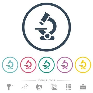 Microscope flat color icons in round outlines Stock Illustration