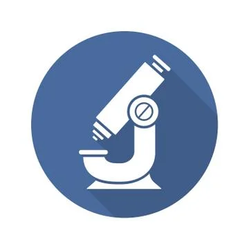 Microscope flat design long shadow icon Stock Illustration