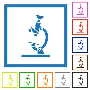 Microscope flat framed icons 库存插图