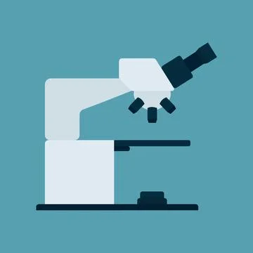 Microscope flat icon on blue background Stock Illustration