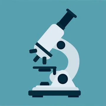 Microscope flat icon on blue background Illustrazione stock