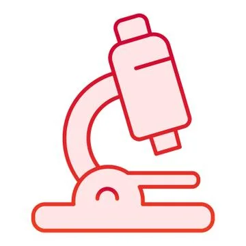 Microscope flat icon. Lab lens vector illustration isolated on white. Magnify Illustrazione stock