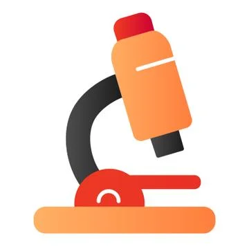 Microscope flat icon. Lab lens vector illustration isolated on white. Magnify Illustrazione stock