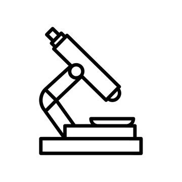 Microscope flat icon. Pictogram for web. Line stroke. Isolated on white backg Stock Illustration