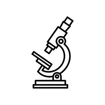 Microscope flat icon. Pictogram for web. Line stroke. Isolated on white backg Stock Illustration