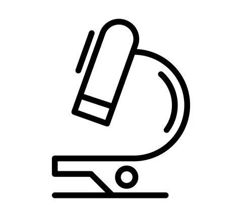 Microscope flat icon. Pictogram for web. Line stroke. Isolated on white backg Stock Illustration