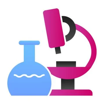 Microscope flat icon. Research vector illustration isolated on white. Laboratory 스톡 일러스트
