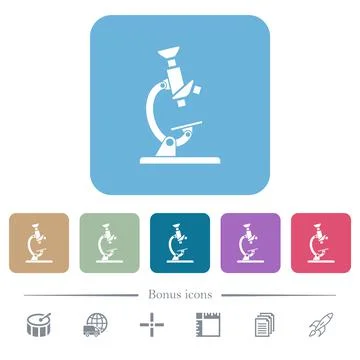 Microscope flat icons on color rounded square backgrounds 스톡 일러스트