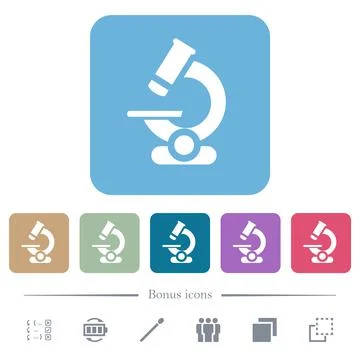 Microscope flat icons on color rounded square backgrounds Illustrazione stock