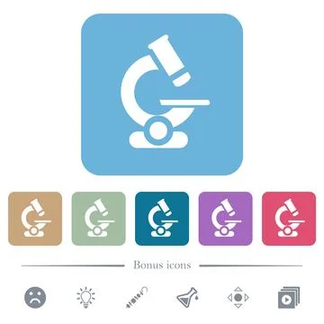 Microscope flat icons on color rounded square backgrounds Illustrazione stock