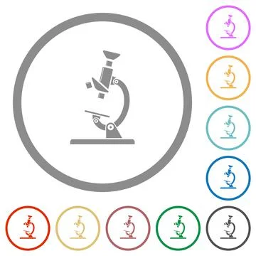 Microscope flat icons with outlines Illustrazione stock