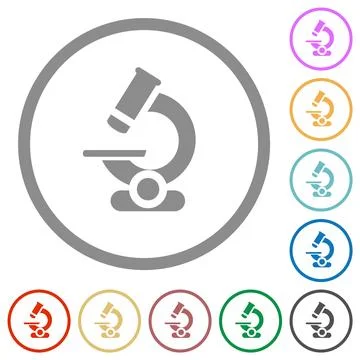 Microscope flat icons with outlines Illustrazione stock