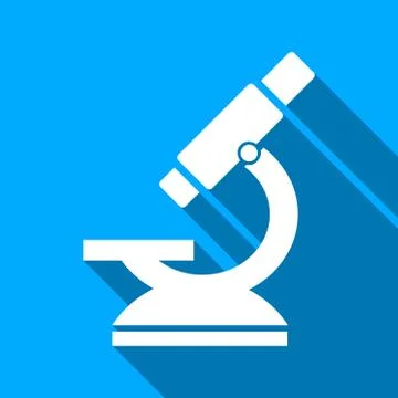 Microscope Flat Long Shadow Square Icon Stock Illustration