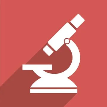 Microscope Flat Longshadow Square Icon Stock Illustration