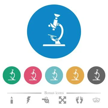 Microscope flat round icons Stock Illustration