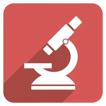 Microscope Flat Rounded Square Icon with Long Shadow Stock Illustration