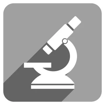 Microscope Flat Square Icon with Long Shadow Illustrazione stock