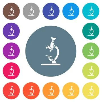 Microscope flat white icons on round color backgrounds Stock Illustration