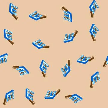 Microscope genetic engineering isometric icon seamless pattern Stock Illustration