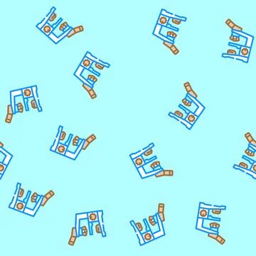 Microscope genetic engineering vector seamless pattern 库存插图