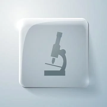 Microscope. glass square icon with highlights Stock Illustration